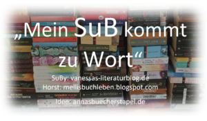 Banner Gemeinschafsaktion Mein Sub kommt zu Wort. Bücher im Hintergrund, vorne Schrift